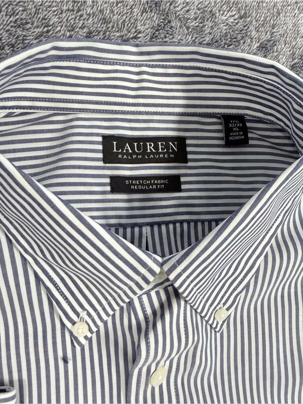 SKU 1306 Lauren Ralph Lauren Men’s Blue and White Striped Button-Down Shirt